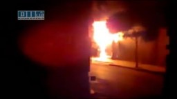 سوريا - تلبيسة - إطلاق نار كثيف و حرق كابينة هاتف 19-7